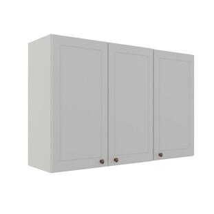 Módulo Armário Aéreo 88x120x34cm 3 Portas 100% MDF Cozinha Provence Robel Branco/Branco Matte