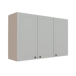 Módulo Armário Aéreo 88x120x34cm 3 Portas 100% MDF Cozinha Provence Robel Fendi/Branco Matte