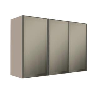Módulo Armário Aéreo 88x120x34cm 3 Portas Vidro Reflecta Cozinha Modulada Robel Fendi