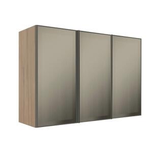 Módulo Armário Aéreo 88x120x34cm 3 Portas Vidro Reflecta Cozinha Modulada Robel Hanover
