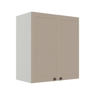 Módulo Armário Aéreo 68x60x34cm 2 Portas 100% MDF Cozinha Modulada Provence Robel Branco/Fendi Matte