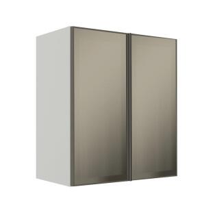 Módulo Armário Aéreo 68x60x34cm 2 Portas Vidro Reflecta Cozinha Modulada Robel Branco
