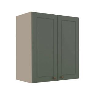 Módulo Armário Aéreo 68x60x34cm 2 Portas 100% MDF Cozinha Modulada Provence Robel Fendi/Salvia Matte