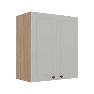 Módulo Armário Aéreo 68x60x34cm 2 Portas 100% MDF Cozinha Modulada Provence Robel Hanover/Branco Matte