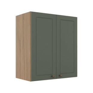 Módulo Armário Aéreo 68x60x34cm 2 Portas 100% MDF Cozinha Modulada Provence Robel Hanover/Salvia Matte