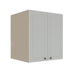 Módulo Armário Aéreo 68x60x56cm 2 Portas 100% MDF Cozinha Provence Robel Fendi/Branco Matte