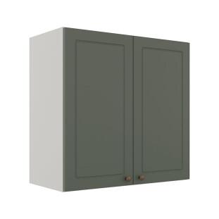 Módulo Armário Aéreo 68x70x34cm 2 Portas 100% MDF Cozinha Modulada Provence Robel Branco/Salvia Matte