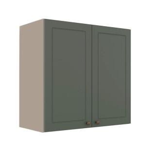 Módulo Armário Aéreo 68x70x34cm 2 Portas 100% MDF Cozinha Modulada Provence Robel Fendi/Salvia Matte