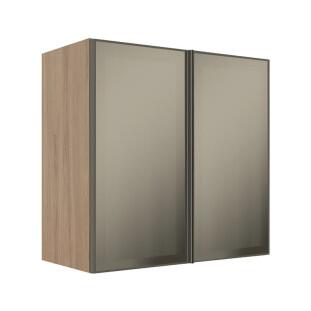 Módulo Armário Aéreo 68x70x34cm 2 Portas Vidro Reflecta Cozinha Modulada Robel Hanover