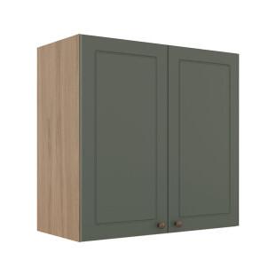 Módulo Armário Aéreo 68x70x34cm 2 Portas 100% MDF Cozinha Modulada Provence Robel Hanover/Salvia Matte