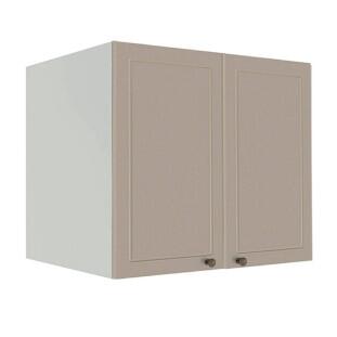 Módulo Armário Aéreo 68x80x56cm 2 Portas 100% MDF Cozinha Provence Robel Branco/Fendi Matte