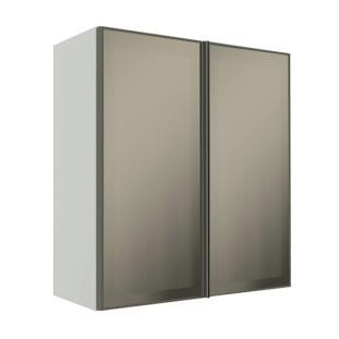 Módulo Armário Aéreo 88x80X34cm 2 Portas Vidro Reflecta Cozinha Modulada Robel Branco