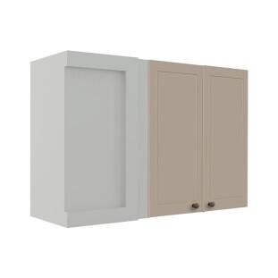 Módulo Armário Aéreo Canto Reto 68x100x34cm 100% MDF Cozinha Provence Robel Branco/Fendi Matte