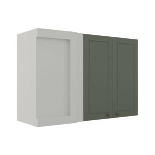 Módulo Armário Aéreo Canto Reto 68x100x34cm 100% MDF Cozinha Provence Robel Branco/Salvia Matte