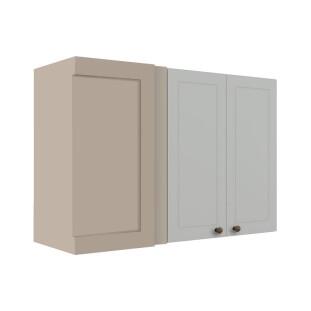 Módulo Armário Aéreo Canto Reto 68x100x34cm 100% MDF Cozinha Provence Robel Fendi/Branco Matte