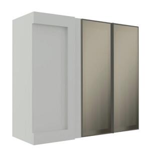 Armário Aéreo Canto Reto 88x100x36 Vidro Reflecta Cozinha Modulada Robel Branco