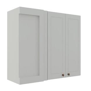 Módulo Armário Aéreo Canto Reto 88x100x34cm 100% MDF Cozinha Provence Robel Branco/Branco Matte