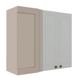 Módulo Armário Aéreo Canto Reto 88x100x34cm 100% MDF Cozinha Provence Robel Fendi/Branco Matte