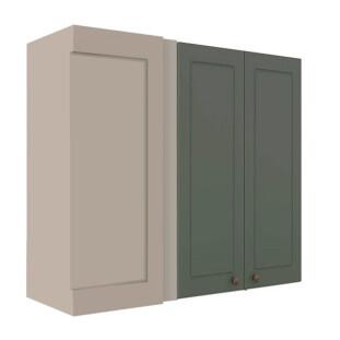 Módulo Armário Aéreo Canto Reto 88x100x34cm 100% MDF Cozinha Provence Robel Fendi/Salvia Matte