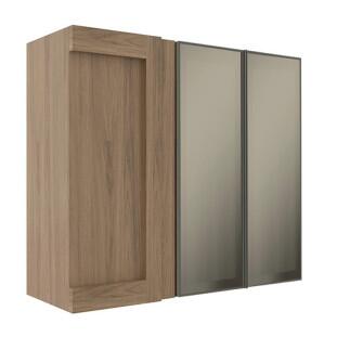 Armário Aéreo Canto Reto 88x100x36 Vidro Reflecta Cozinha Modulada Robel Hanover