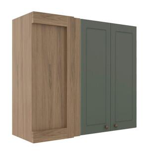 Módulo Armário Aéreo Canto Reto 88x100x34cm 100% MDF Cozinha Provence Robel Hanover/Salvia Matte