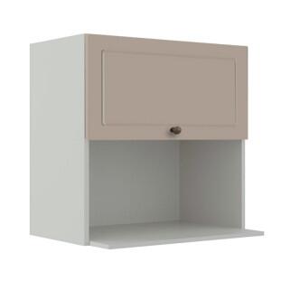 Módulo Armário Aéreo Nicho Micro-Ondas 68x70x43cm 100% MDF Cozinha Provence Robel Branco/Fendi Matte