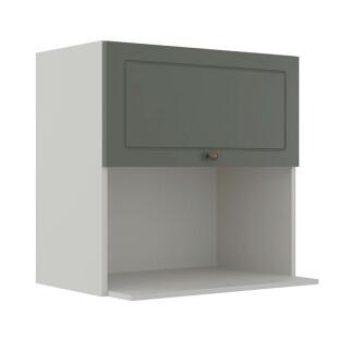 Módulo Armário Aéreo Nicho Micro-Ondas 68x70x43cm 100% MDF Cozinha Provence Robel Branco/Salvia Matte