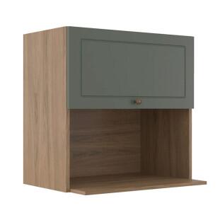 Módulo Armário Aéreo Nicho Micro-Ondas 68x70x43cm 100% MDF Cozinha Provence Robel Hanover/Salvia Matte
