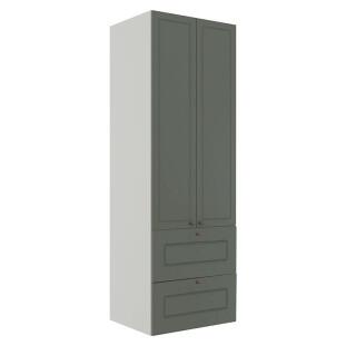 Módulo Paneleiro 172x70x56cm 2 Portas 2 Gavetas 100% MDF Cozinha Provence Robel Branco/Salvia Matte