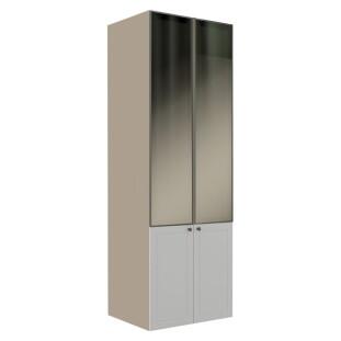Módulo Paneleiro 208x70x56cm 4P Com Vidro Reflecta Cozinha Provence Robel Fendi/Branco Matte