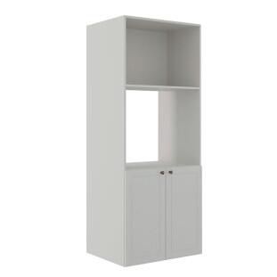 Módulo Torre Quente 172x70x56cm Micro-Ondas Forno 100% MDF Cozinha Provence Robel Branco/Branco Matte