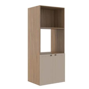 Módulo Torre Quente 172x70x56cm Micro-Ondas Forno 100% MDF Cozinha Provence Robel Hanover/Fendi Matte