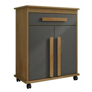 Buffet Balcão Pequeno Multiuso 75cm 2 Portas Chile RV Móveis Cinamomo/Grafite