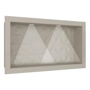 Nicho Para Banheiro Com LED 60x30 Mármore Sintético Cozimax Bege Textura