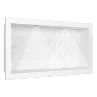 Nicho Para Banheiro Com LED 60x30 Mármore Sintético Cozimax Branco Textura