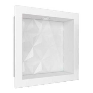 Nicho Para Banheiro 30x30 Com LED Mármore Sintético Cozimax Branco Textura
