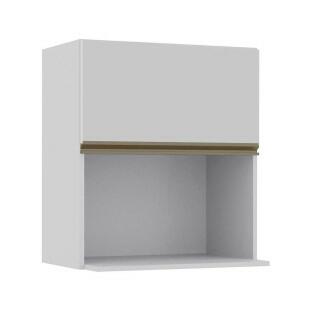 Módulo Armário Aéreo Nicho Micro-Ondas 68x60x43cm 100% MDF Cozinha Modulada Gold J Robel Branco/Branco Matte