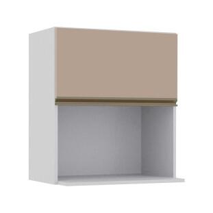 Módulo Armário Aéreo Nicho Micro-Ondas 68x60x43cm 100% MDF Cozinha Modulada Gold J Robel Branco/Fendi Matte