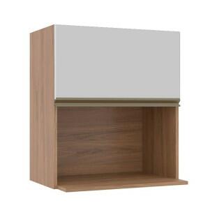 Módulo Armário Aéreo Nicho Micro-Ondas 68x60x43cm 100% MDF Cozinha Modulada Gold J Robel Hanover/Branco Matte