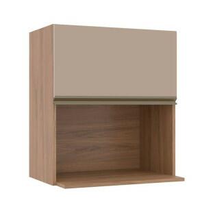 Módulo Armário Aéreo Nicho Micro-Ondas 68x60x43cm 100% MDF Cozinha Modulada Gold J Robel Hanover/Fendi Matte