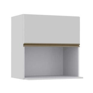 Módulo Armário Aéreo Nicho Micro-Ondas 68x70x43cm 100% MDF Cozinha Modulada Gold J Robel Branco/Branco Matte