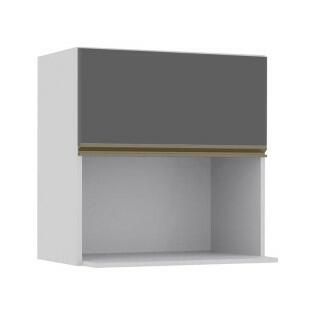 Módulo Armário Aéreo Nicho Micro-Ondas 68x70x43cm 100% MDF Cozinha Modulada Gold J Robel Branco/Cinza Matte