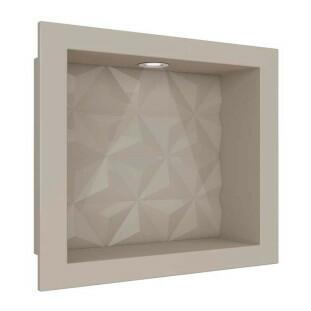 Nicho Para Banheiro 40x30 Com LED Mármore Sintético Cozimax Bege Textura