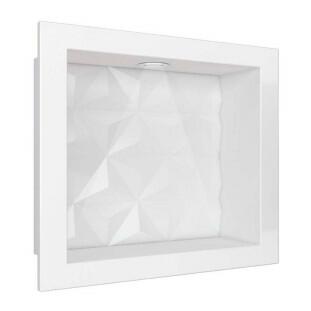 Nicho Para Banheiro 40x30 Com LED Mármore Sintético Cozimax Branco Textura