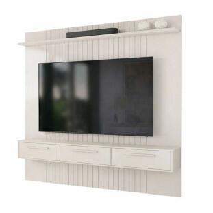 Painel Para TV 75" Frisado Atlas 186x180cm Bancada Bali Lukaliam Off White