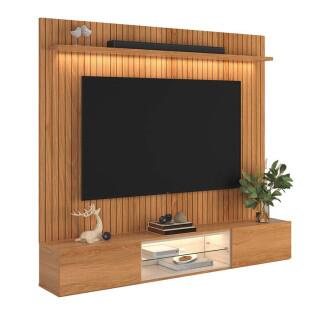 Painel Home para TV 75” com Bancada Évora 180cm Lukaliam Jequitiba 3D/Jequitiba