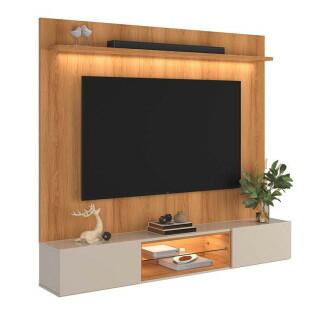 Painel Home para TV 75” com Bancada Évora 180cm Lukaliam Jequitiba/Off White