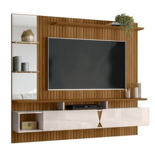 Painel Para TV 55 Polegadas Intense 1.8 Lukaliam Freijo Ripado 3D/Off White Perolizado