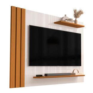 Painel Ripado Pequeno Para TV 42¨ 105cm Laus EDN Off White/Cedro