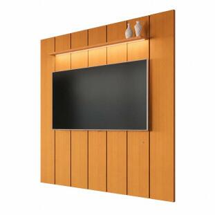 Painel Ripado Moderno Para TV 85¨ Com LED 220cm Lumi 2.2 EDN Cedro